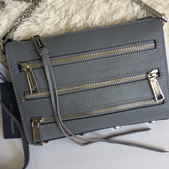Rebecca Minkoff mini 5-Zip crossbody pebbled gray - Picture 2 of 8